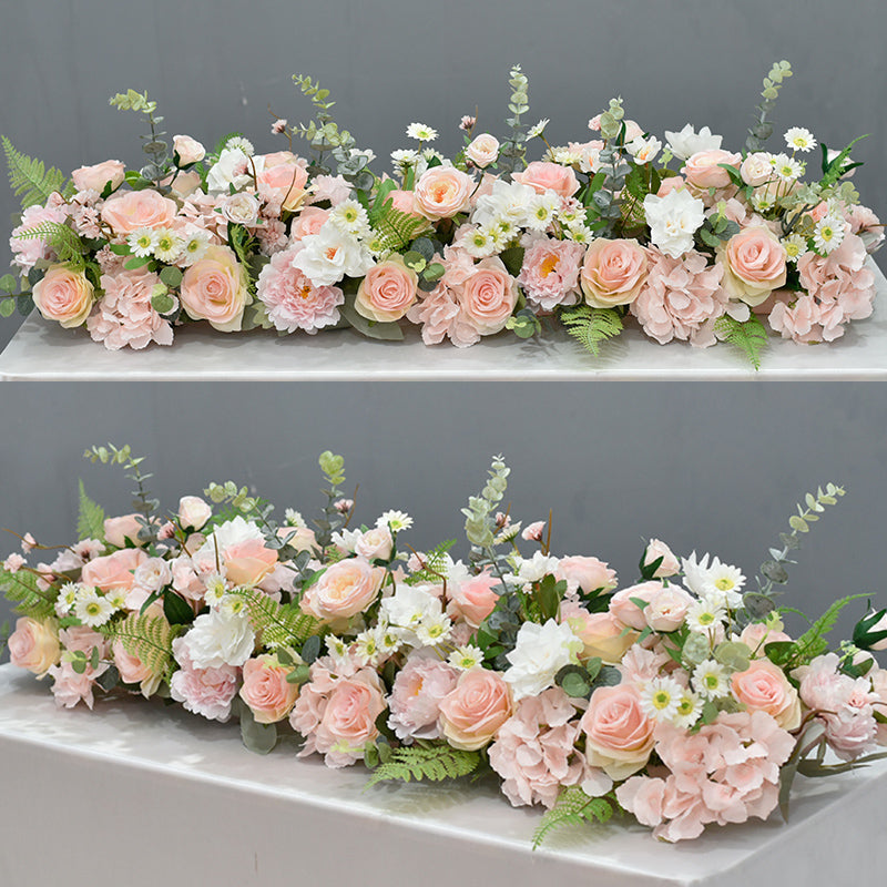 Mistyrose Wedding Artificial Flower Runner, Engagement Party Backdrop Decoration Flower Arrangement