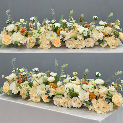 Mistyrose Wedding Artificial Flower Runner, Engagement Party Backdrop Decoration Flower Arrangement