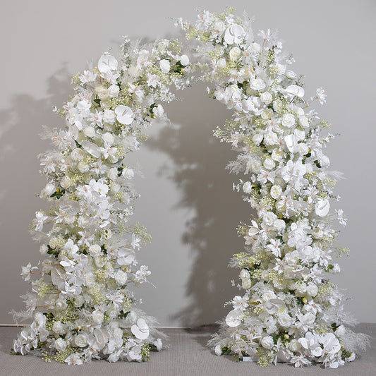 Wedding Archway Flowers, White, Ivory with Greenery Flower Swag for Arch, Wedding Backdrop, Customize Flower