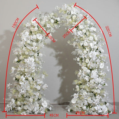 Wedding Archway Flowers, White, Ivory with Greenery Flower Swag for Arch, Wedding Backdrop, Customize Flower