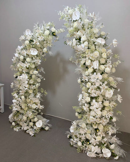 Wedding Archway Flowers, White, Ivory with Greenery Flower Swag for Arch, Wedding Backdrop, Customize Flower