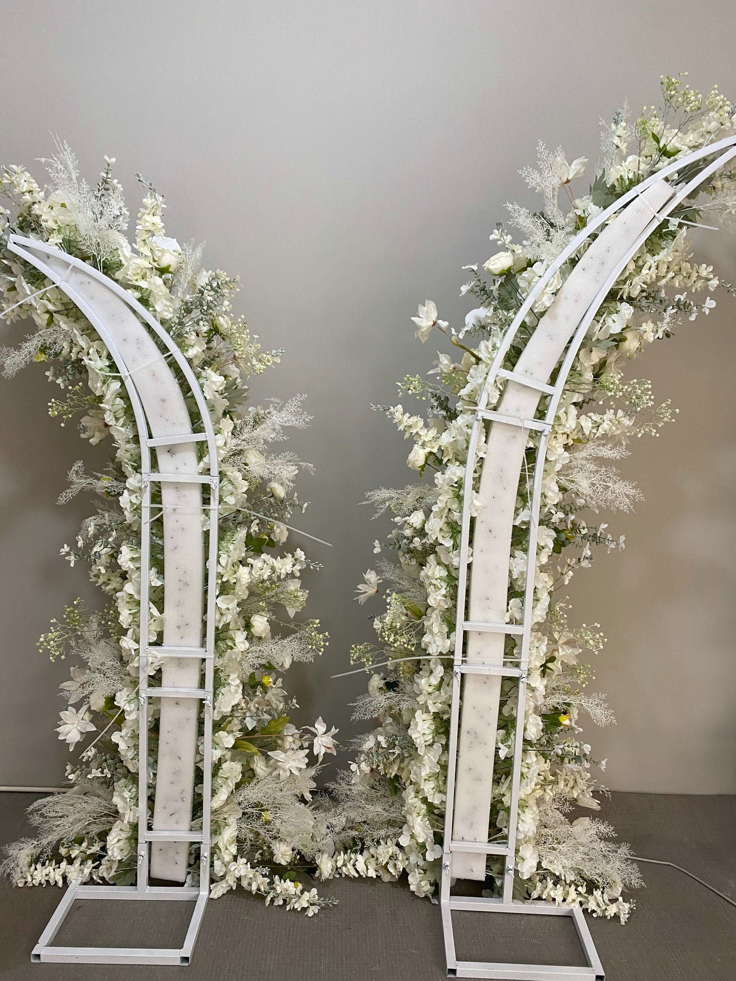 Wedding Archway Flowers, White, Ivory with Greenery Flower Swag for Arch, Wedding Backdrop, Customize Flower