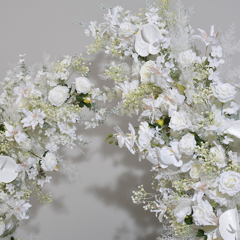 Wedding Archway Flowers, White, Ivory with Greenery Flower Swag for Arch, Wedding Backdrop, Customize Flower