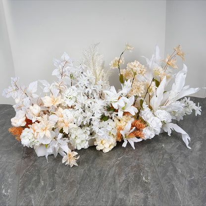 White, Champagne Floor Flower, Wedding Reception Flower Runner, Engagement Bridal Shower Backdrop Decoration