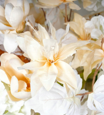 White, Champagne Floor Flower, Wedding Reception Flower Runner, Engagement Bridal Shower Backdrop Decoration