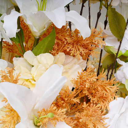 White, Champagne Floor Flower, Wedding Reception Flower Runner, Engagement Bridal Shower Backdrop Decoration