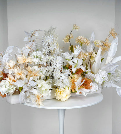 White, Champagne Floor Flower, Wedding Reception Flower Runner, Engagement Bridal Shower Backdrop Decoration