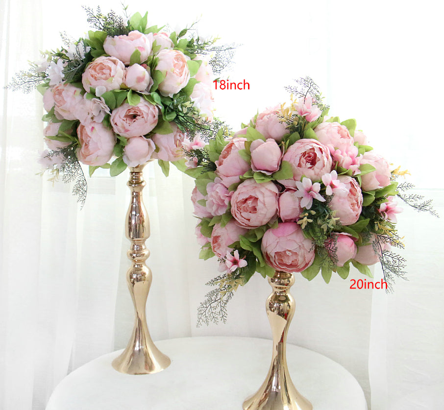 Blush Pink Flower Ball Artificial Flower Table Centerpiece Wreath Wedding Decor Road Lead flower Ball Peony Rose Business Cocktail Party