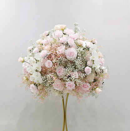 Ice Cream White Flower Ball,Light Pink Wedding Centrepiece,Rose Flower Table Runner,Wedding Table Centrepiece