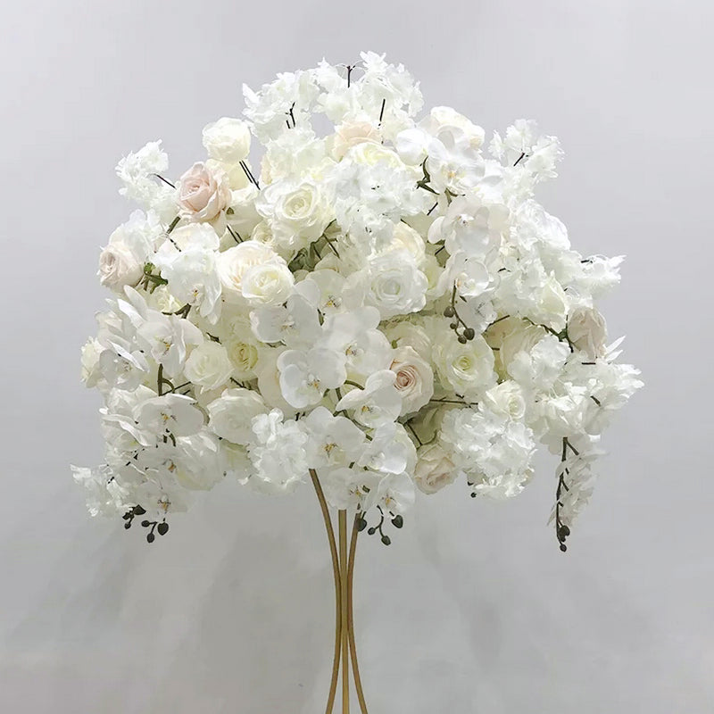 Ivory Rose Flower Ball,Artificial Wedding Banquet Dinner Table Centerpiece,Wedding Decor Road Lead Flower Ball