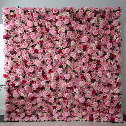 Spring Wedding Engagement Baby Shower Backdrop Decor, Pale Pink Red Flower Panel Backdrop