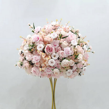 Ice Cream White Flower Ball,Light Pink Wedding Centrepiece,Rose Flower Table Runner,Wedding Table Centrepiece