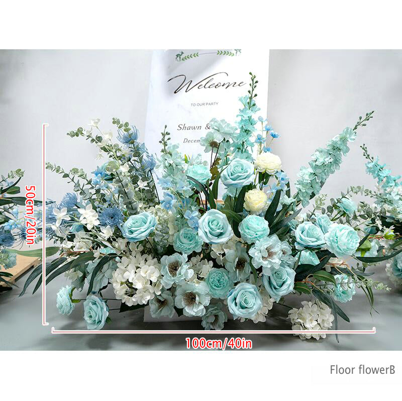 Tiffany Blue Arch Flowers,Artificial Floral Row,Wedding Backdrop,Wedding Pillar Flower,Party Decor Flower Arch