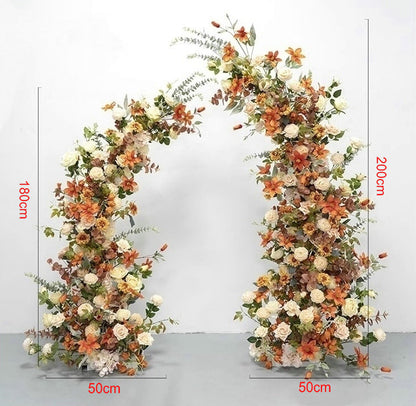 Burnt Orange Arch Flower Row, Wedding Engagement Party Background Decoration Flower Arrangement