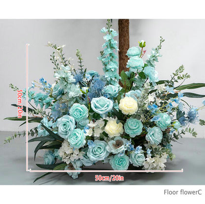 Tiffany Blue Arch Flowers,Artificial Floral Row,Wedding Backdrop,Wedding Pillar Flower,Party Decor Flower Arch