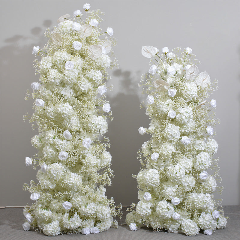 Ivory Rose, Hydrangea, Babysbreath Flowers Garland, Wedding Party Arch Flower, Photo Booth Backdrop Decor