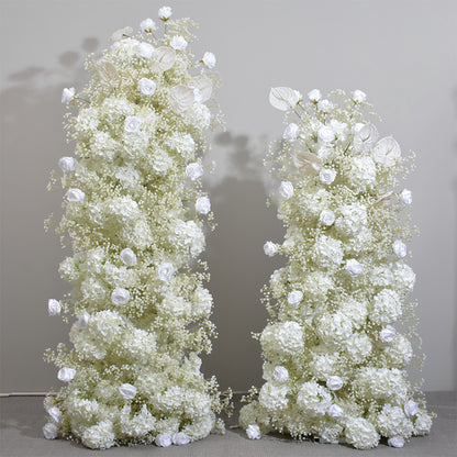 Ivory Rose, Hydrangea, Babysbreath Flowers Garland, Wedding Party Arch Flower, Photo Booth Backdrop Decor