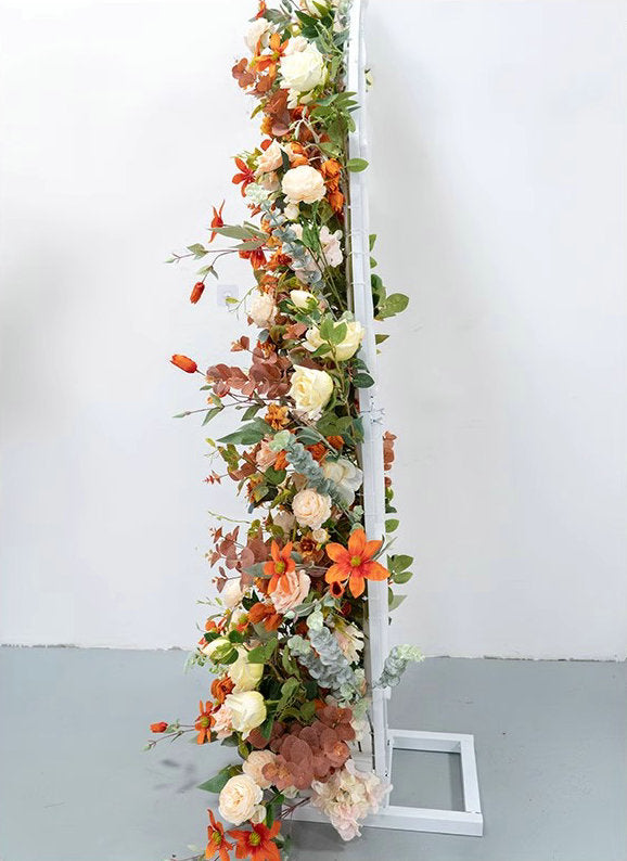 Burnt Orange Arch Flower Row, Wedding Engagement Party Background Decoration Flower Arrangement