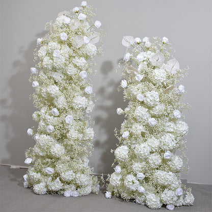 Ivory Rose, Hydrangea, Babysbreath Flowers Garland, Wedding Party Arch Flower, Photo Booth Backdrop Decor