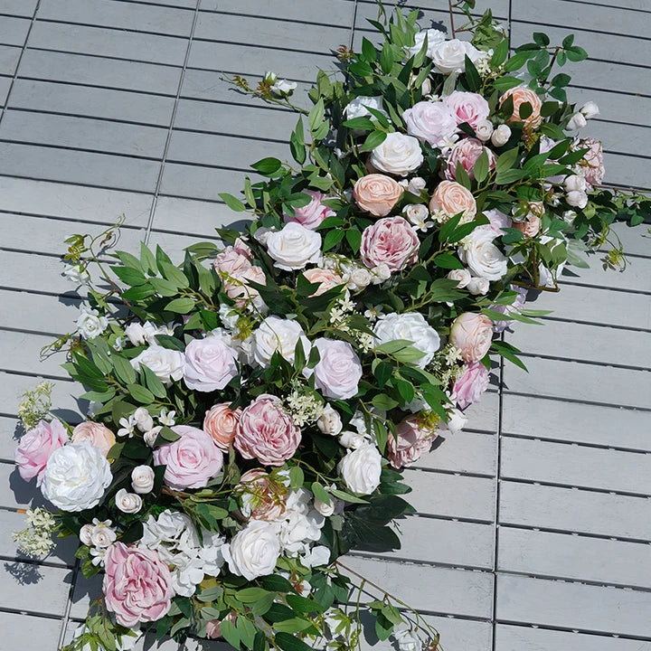 White, Blush Pink, Dusty Puprle Artificial Archway Flower, Wedding Engagement Backdrop Flower Garland