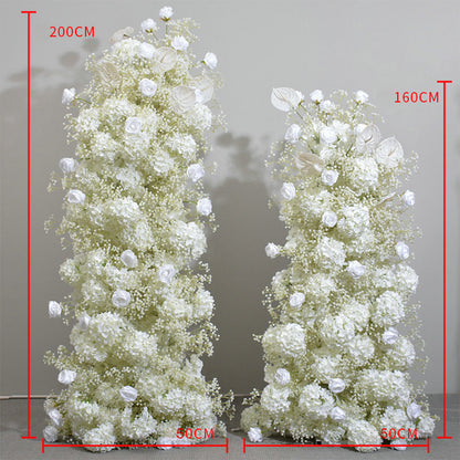 Ivory Rose, Hydrangea, Babysbreath Flowers Garland, Wedding Party Arch Flower, Photo Booth Backdrop Decor