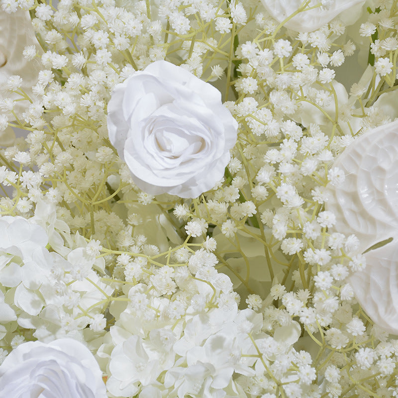 Ivory Rose, Hydrangea, Babysbreath Flowers Garland, Wedding Party Arch Flower, Photo Booth Backdrop Decor