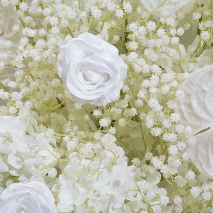 Ivory Rose, Hydrangea, Babysbreath Flowers Garland, Wedding Party Arch Flower, Photo Booth Backdrop Decor