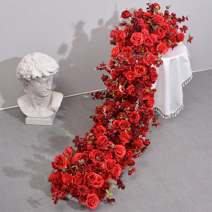 Red Rose Wedding Flower Garland,Wedding Reception Table Runner, Various Size Custom Flower