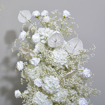 Ivory Rose, Hydrangea, Babysbreath Flowers Garland, Wedding Party Arch Flower, Photo Booth Backdrop Decor