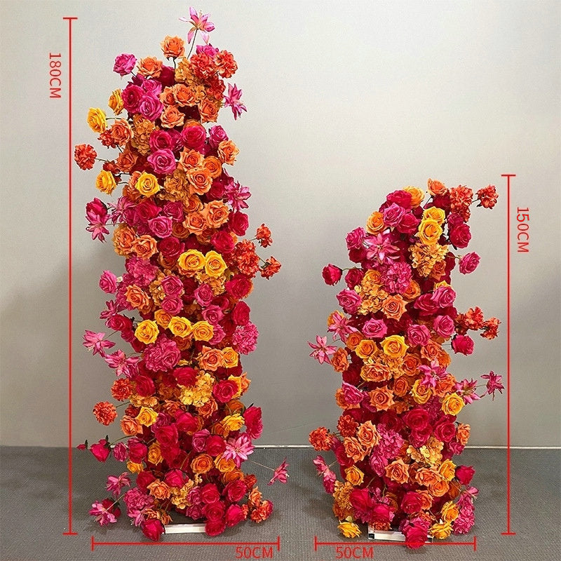 Hot Pink, Orange Flowers Arrangement, Wedding Party Arch Flower, Photo Booth Backdrop Decoration Accessories, Custom Various Sizes