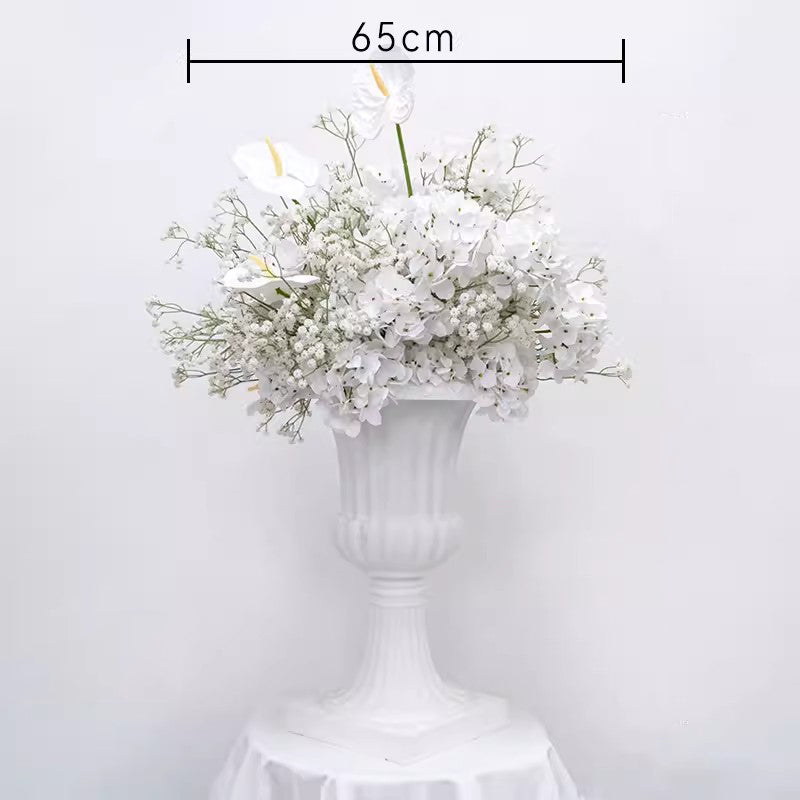 Cream Rose Table Centerpiece Flower Ball with Salix Leaves Event Party Backdrop Decor