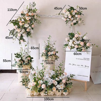 Champagne White Artificial Flower Row,Wedding Backdrop Centerpiece,Road Lead Props,Business Decor