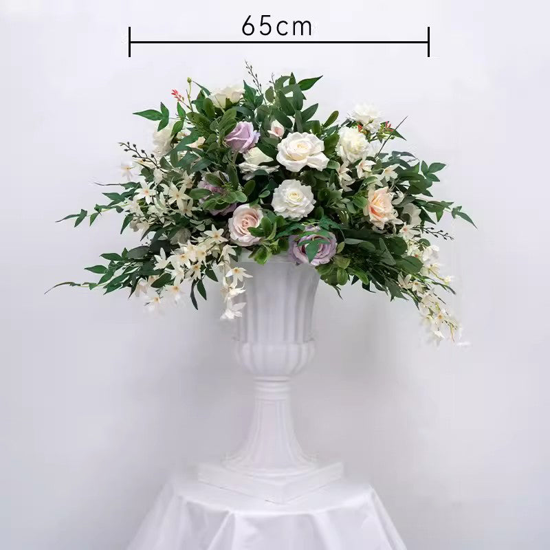 Cream Rose Table Centerpiece Flower Ball with Salix Leaves Event Party Backdrop Decor