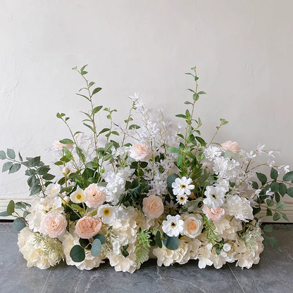 Champagne White Artificial Flower Row,Wedding Backdrop Centerpiece,Road Lead Props,Business Decor