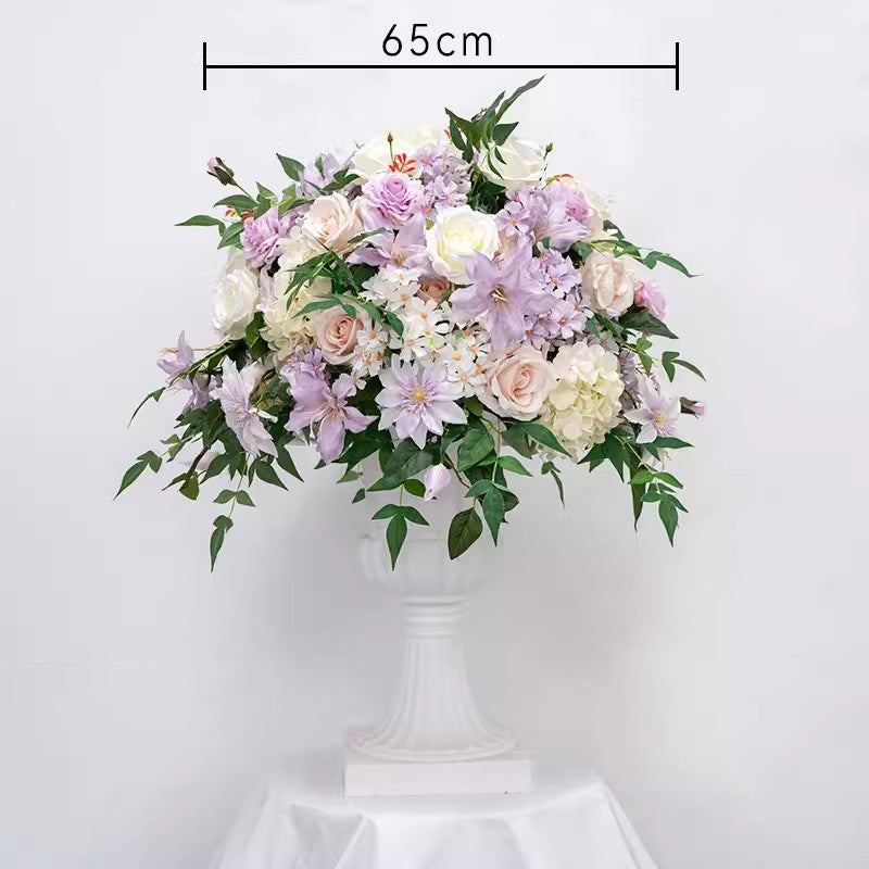 Cream Rose Table Centerpiece Flower Ball with Salix Leaves Event Party Backdrop Decor