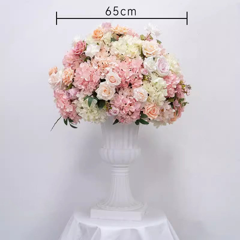 Cream Rose Table Centerpiece Flower Ball with Salix Leaves Event Party Backdrop Decor