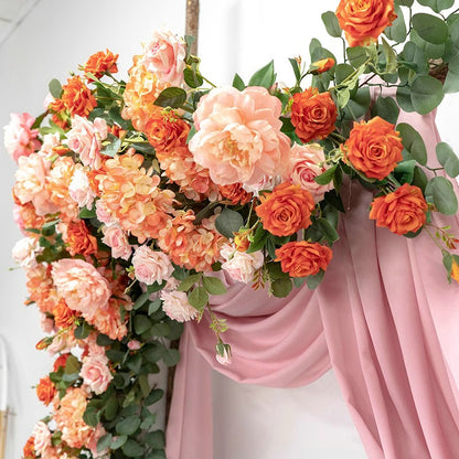 Orange Rose Leafy Hang Flowers,Wedding Arch Floral Backdrop,Wedding Pillar Flower,Photography Decor