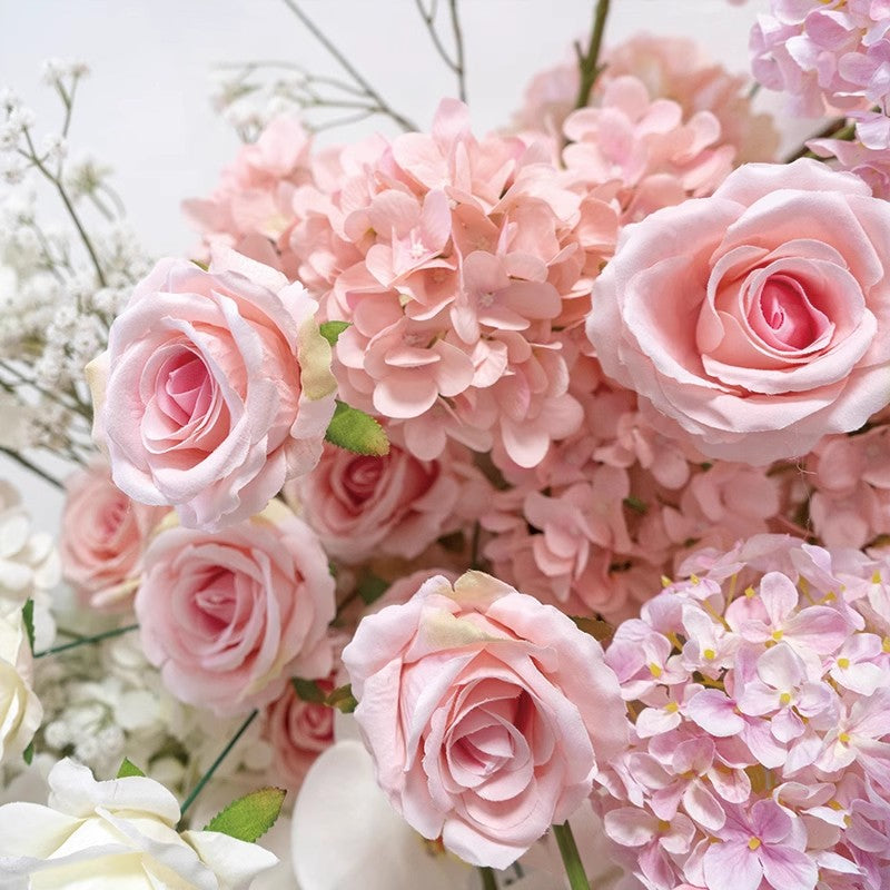 Ivory Baby Pink Wall Hanging Flowers,Wedding Centerpiece,Flower Row Table Runner Road Lead Flowers