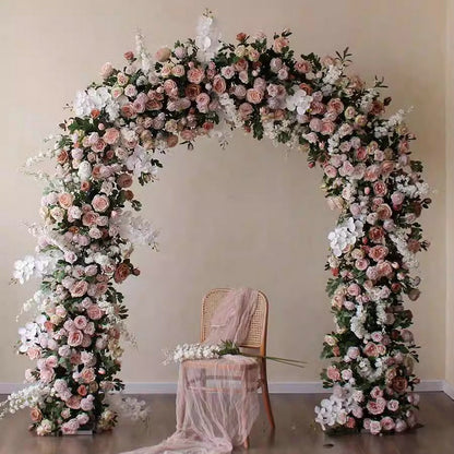 Dusty Pink Flower,White Phalaenopsis Arch Flower Backdrop,Wedding Engagement Backdrop,Flower Garland