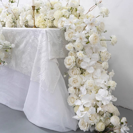 Ivory,White Artificial Wedding Flower Garland,Wedding Table Runner,Floral Row Hotel Business Decoration