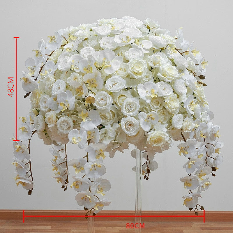 Ivory Phalaenopsis Flower Wedding Centerpiece,Artificial Flower Ball,Dinner Business Decoration