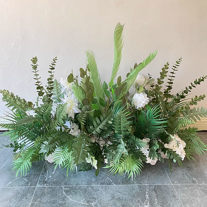 Artificial White Flowers Greenery Flower Row,Wedding Flower Runner,Table Centerpiece,Flower Arrangement Decor