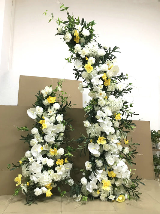 5D Artificial Ivory Yellow Flower Runner Centerpiece Wedding Party Events Background Decoration