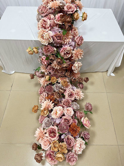 Terracotta Wedding Reception Flower Runner Floor Flower Engagement Bridal Shower Backdrop Decoration