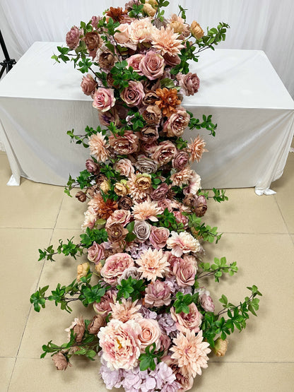 Terracotta Wedding Reception Flower Runner Floor Flower Engagement Bridal Shower Backdrop Decoration