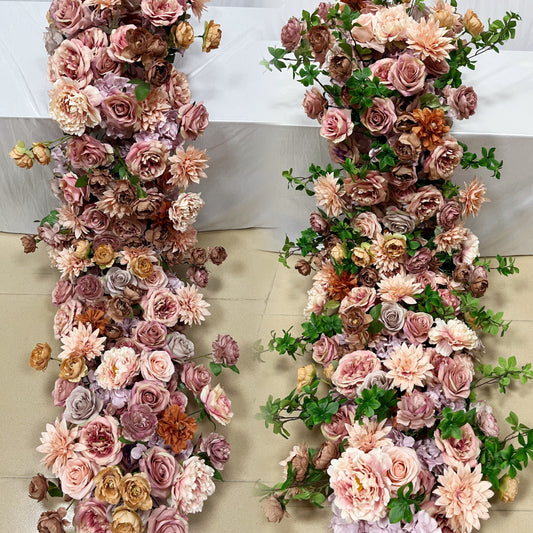 Terracotta Wedding Reception Flower Runner Floor Flower Engagement Bridal Shower Backdrop Decoration