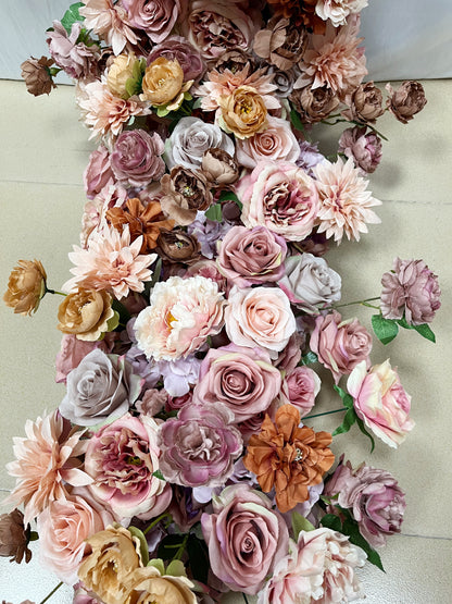 Terracotta Wedding Reception Flower Runner Floor Flower Engagement Bridal Shower Backdrop Decoration