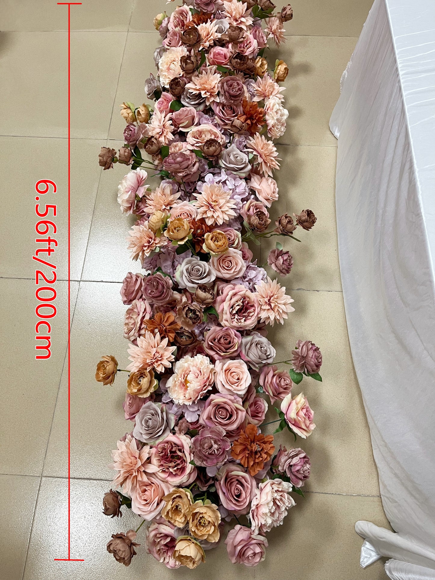 Terracotta Wedding Reception Flower Runner Floor Flower Engagement Bridal Shower Backdrop Decoration