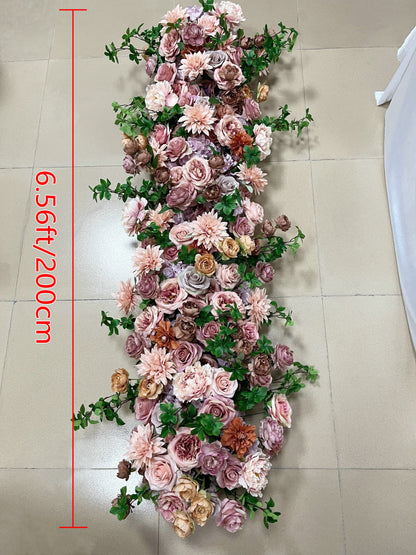 Terracotta Wedding Reception Flower Runner Floor Flower Engagement Bridal Shower Backdrop Decoration