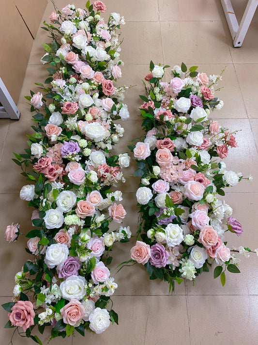 5D Artificial Table Flower Arrangement Ivory Light Pink Arch Flower Wedding Bridal Shower Decor Table Runner